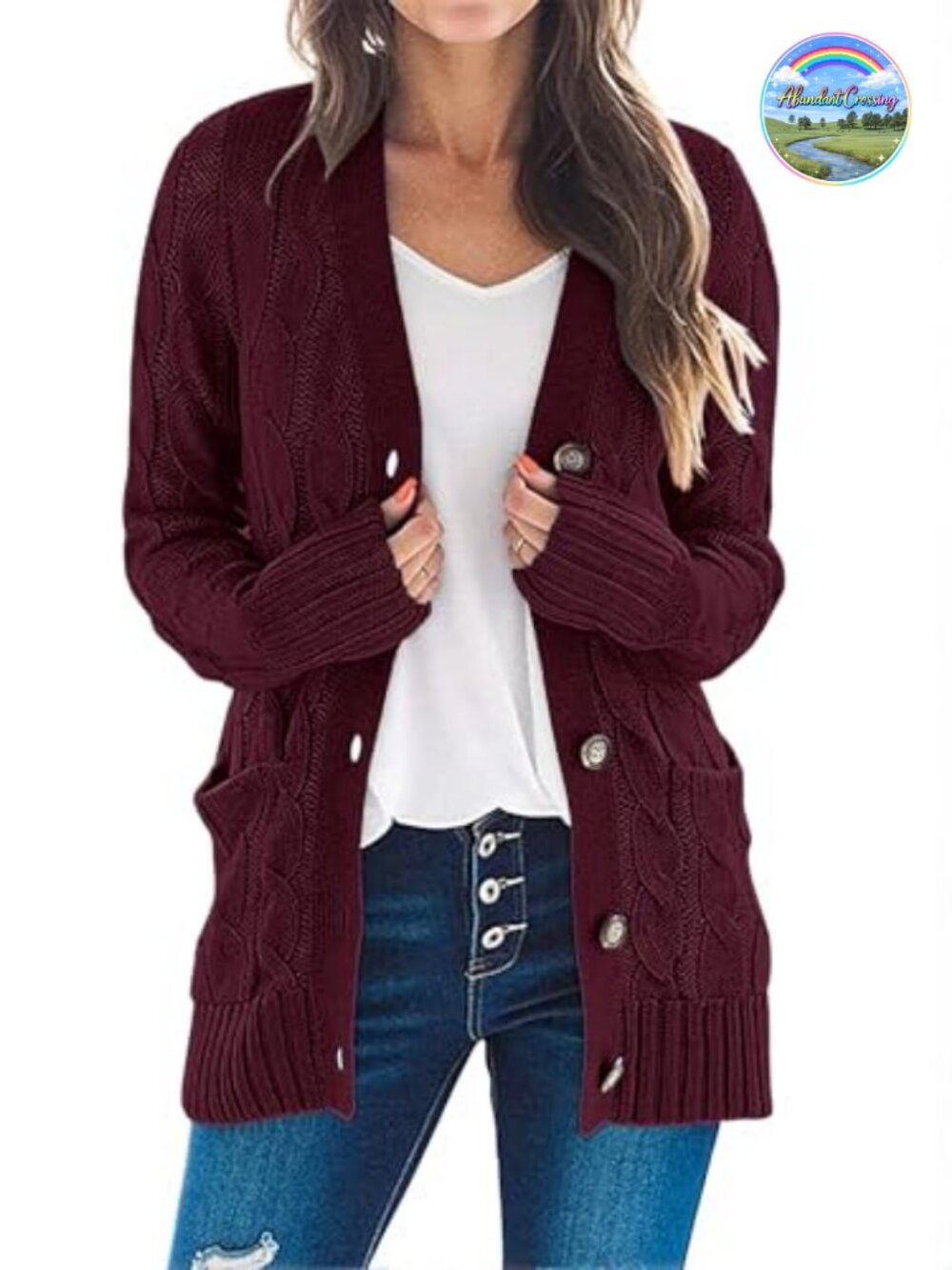 Cable Knit Cardigan Sweater Button Down Loose Fit Fall Winter Layer
